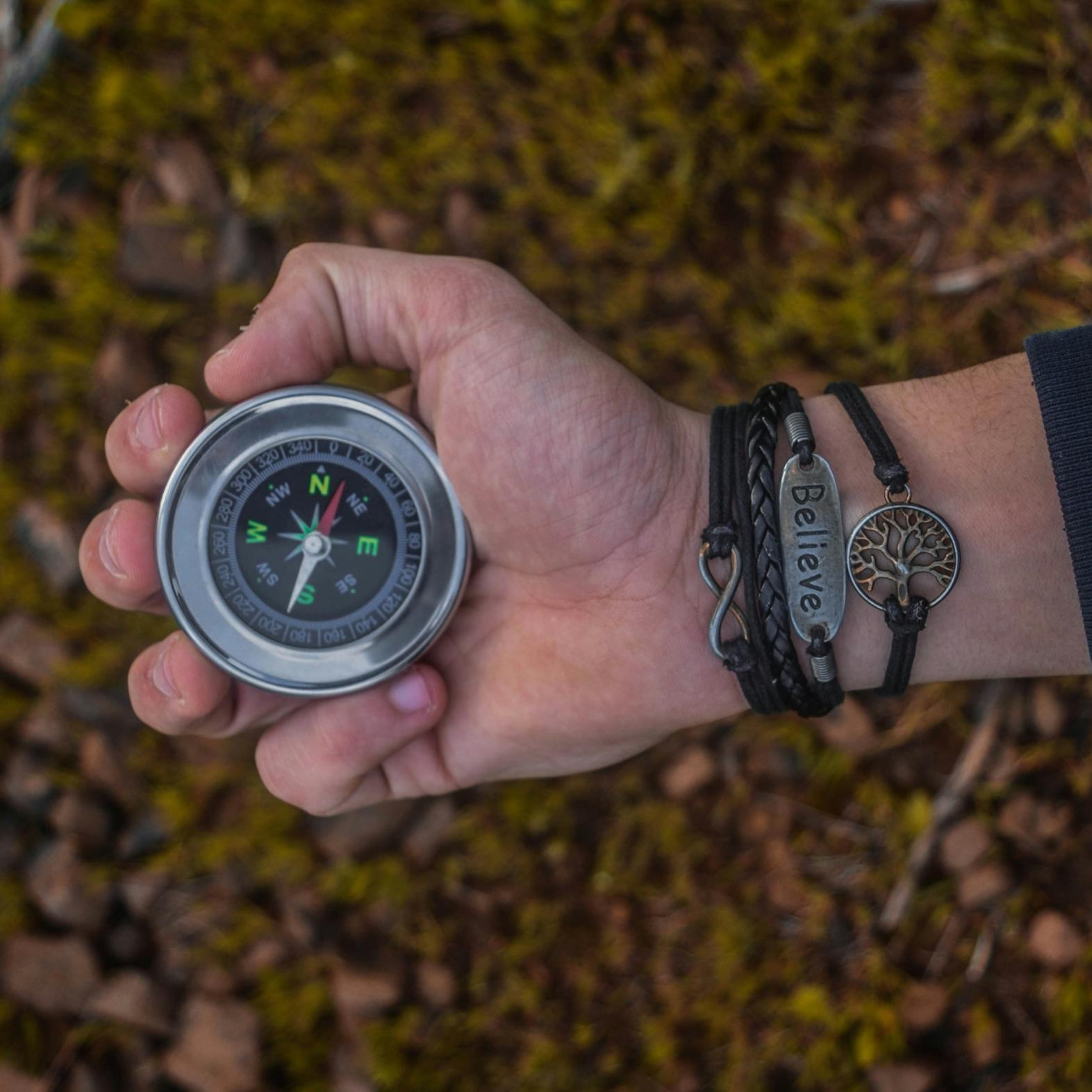 Kompass in einer Hand