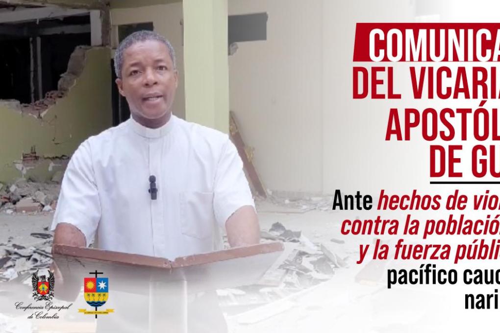 Padre Arnulfo Moreno Quiñonez, der das derzeit vakante Vikariat Guapi als Provikar leitet, bei einer Erklärung nach dem Anschlag von Guapi.