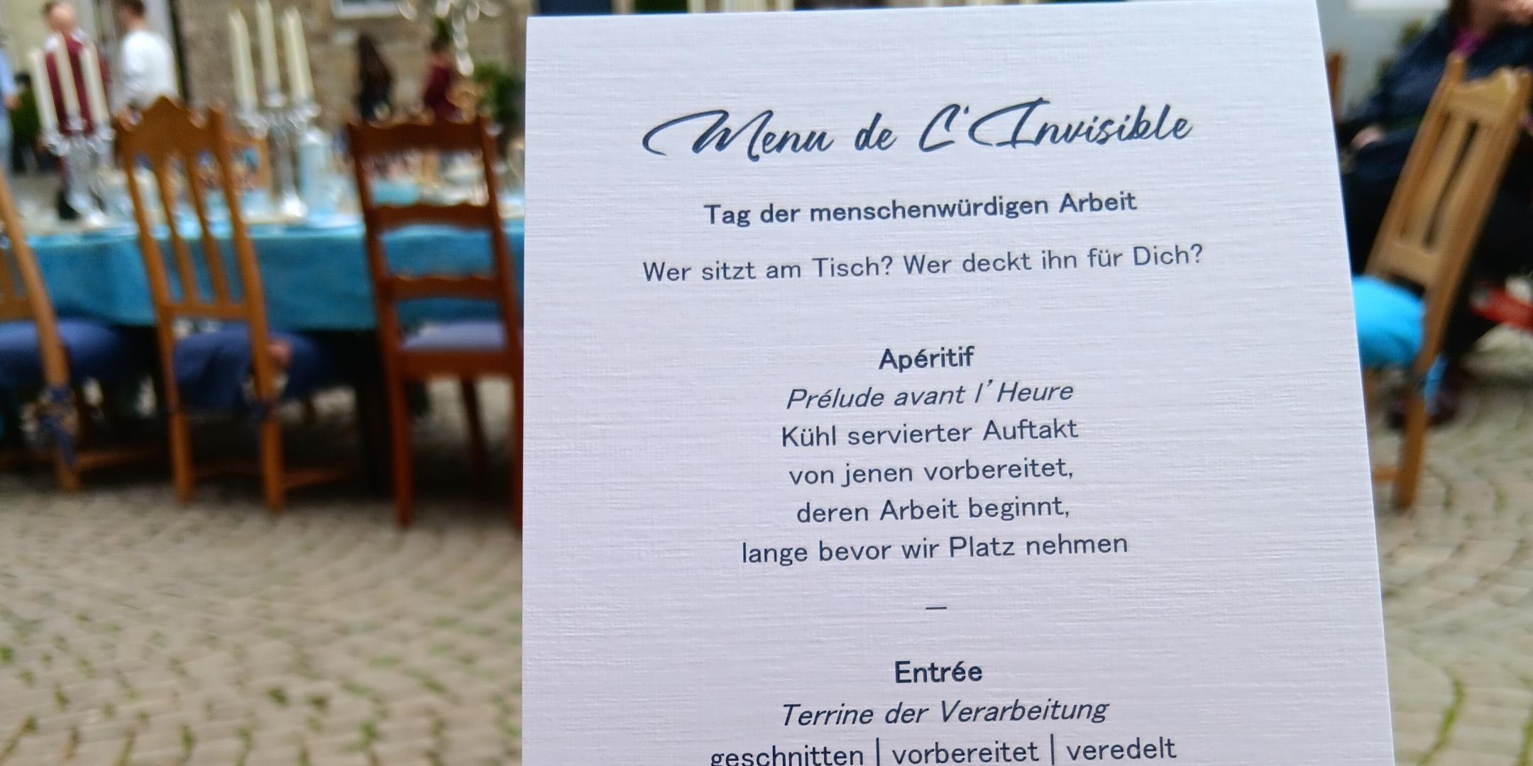 Unsichtbare Arbeit sichtbar machen - mit der Menükarte