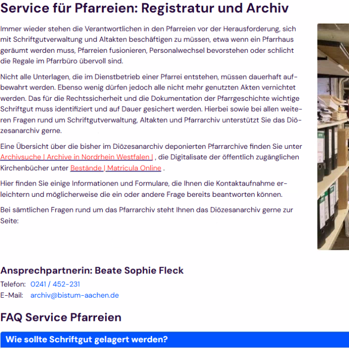 Serviceseite Pfarreien