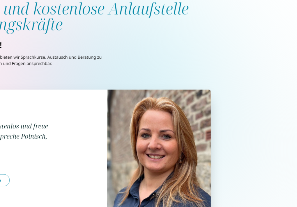 Landingpage der Seelsorgerin als Ansprechperson für häusliche Betreuungkräfte