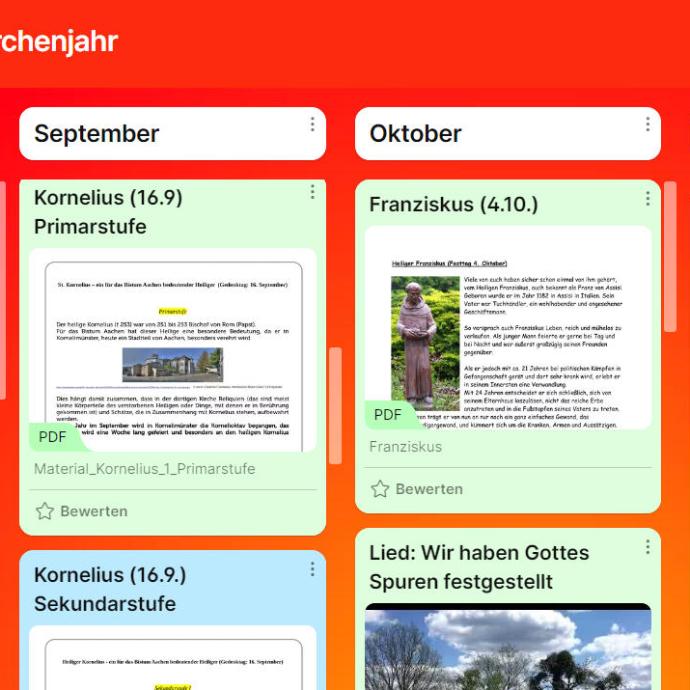 Religionspädagogische Materialien zum gesamten Kirchenjahr