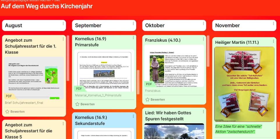 Religionspädagogische Materialien zum gesamten Kirchenjahr