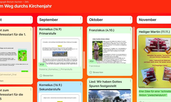 Religionspädagogische Materialien zum gesamten Kirchenjahr