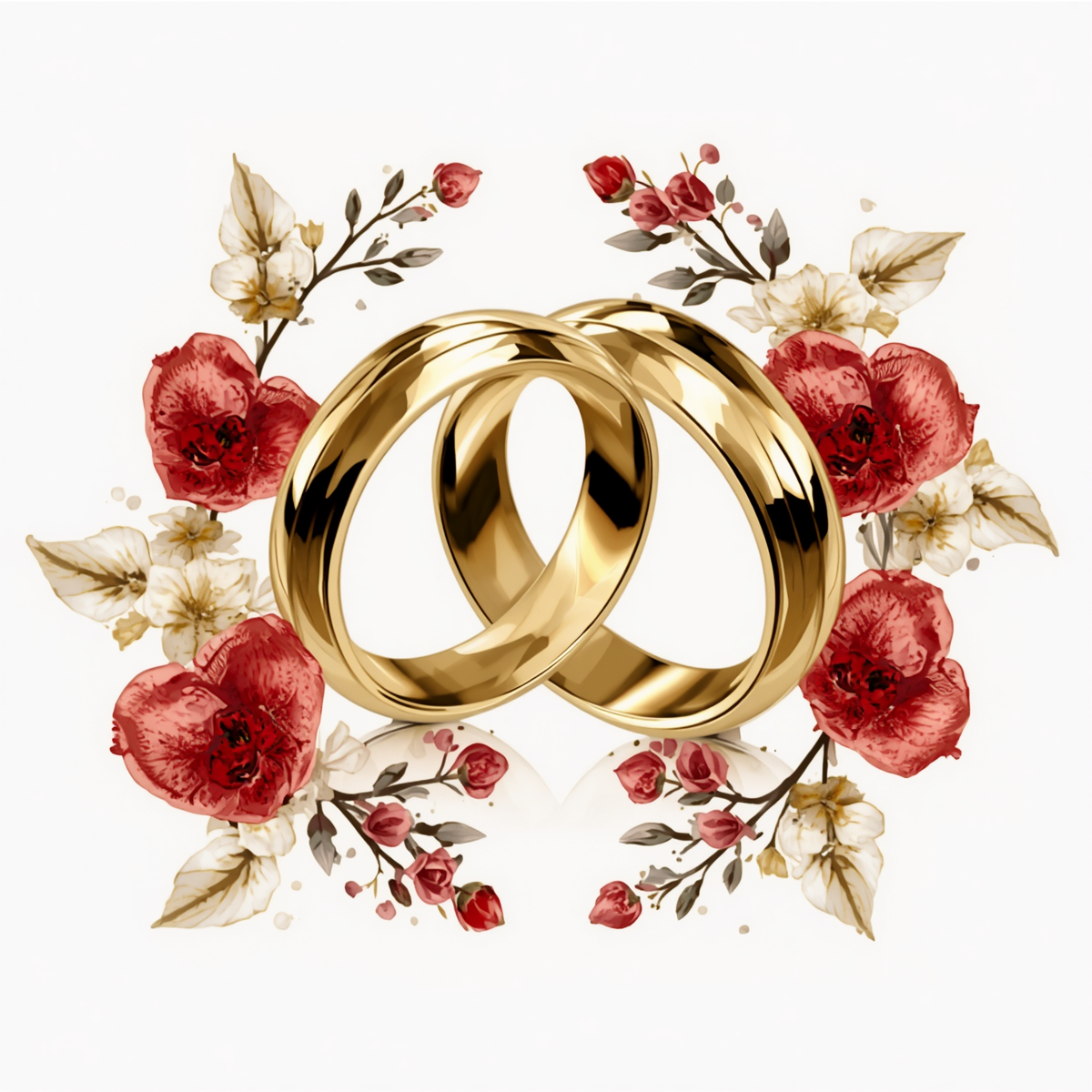 Eheringe in Gold mit Blumenumrahmung