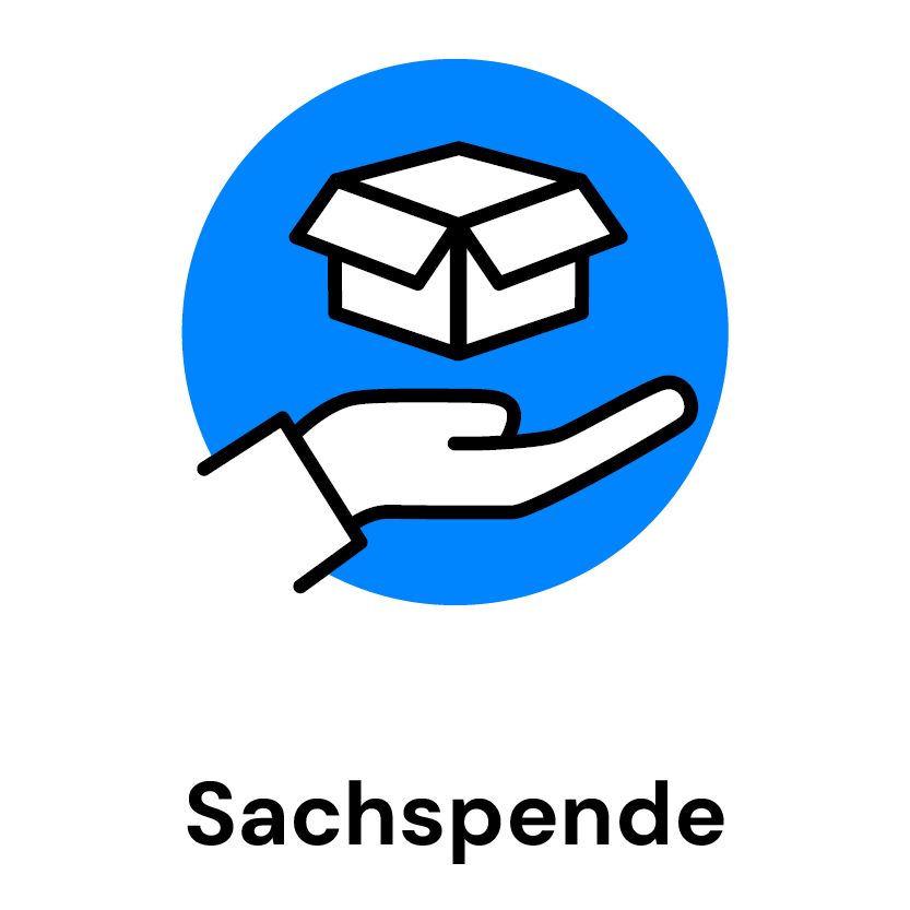 Hand gibt Karton, Icon für Sachspende