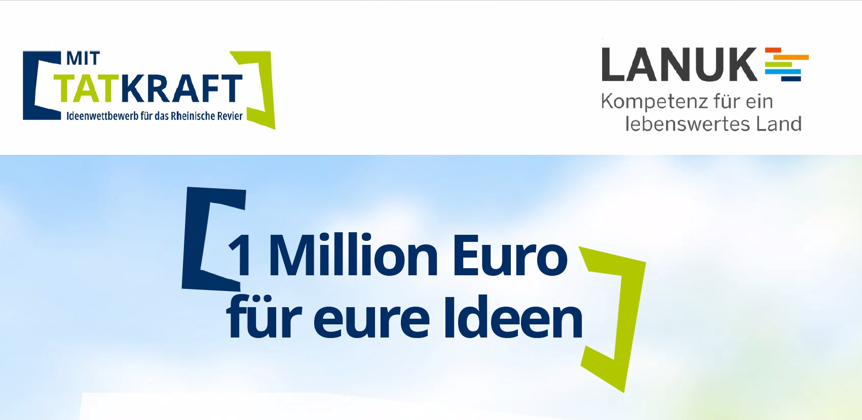 Text in Bild '1 Millionen Euro für eure Ideen' inkl. Logos der Ausrichter