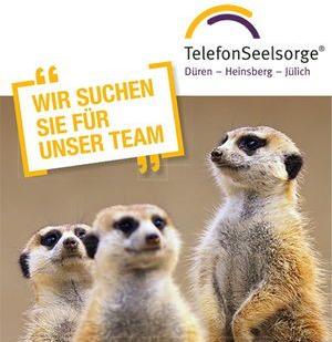 Plakat zur Suche von neuen Mitarbeitenden für die Telefonseelsorge Düren – Heinsberg – Jülich