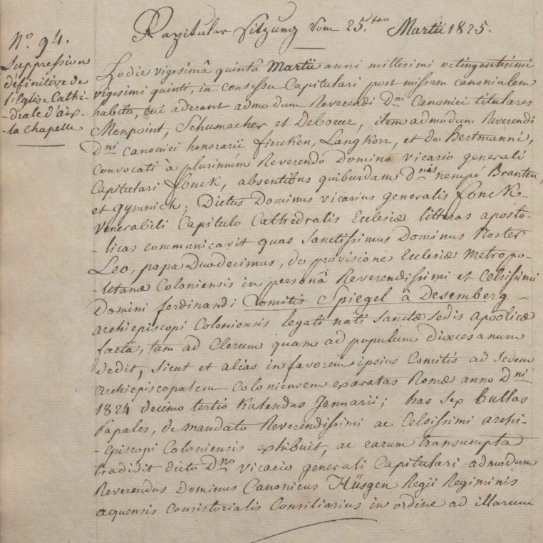 Stiftsprotokoll vom 25.04.1825