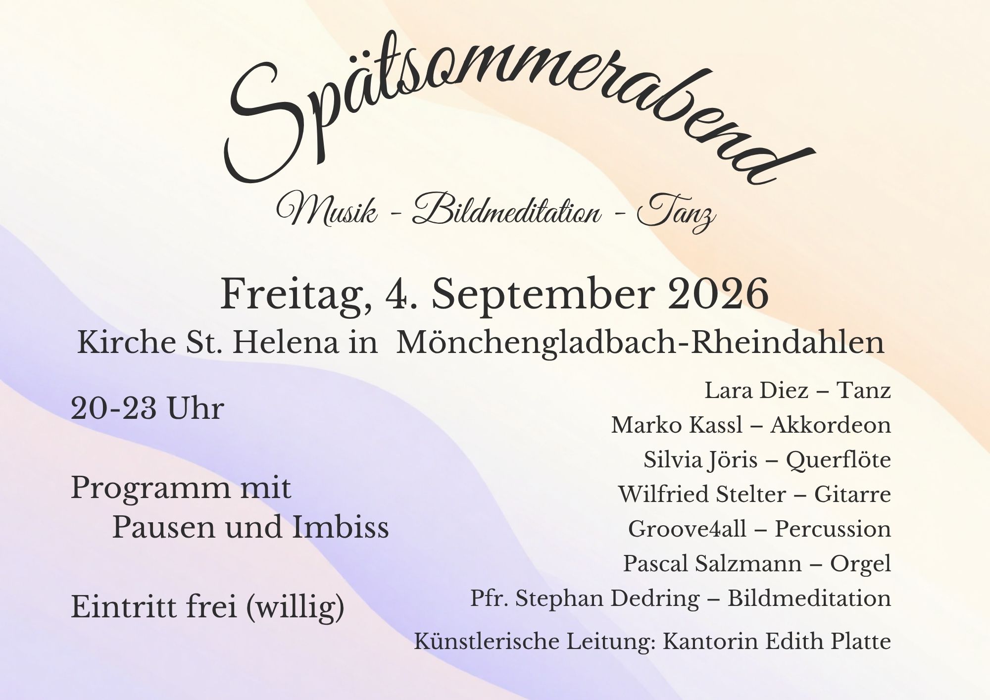 Plakat Spätsommerabend 2026 Rheindahlen