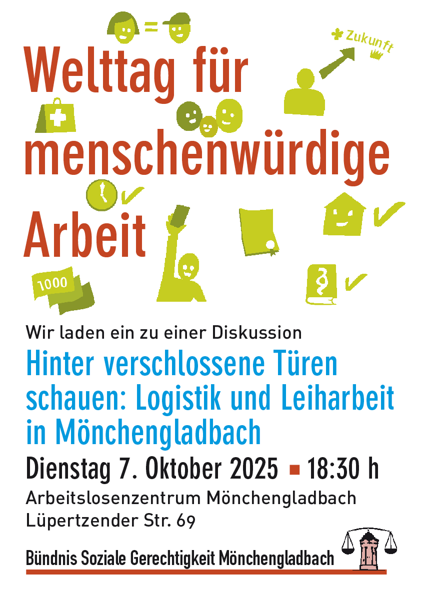 Plakat Welttag für menschwürdiges Arbeiten