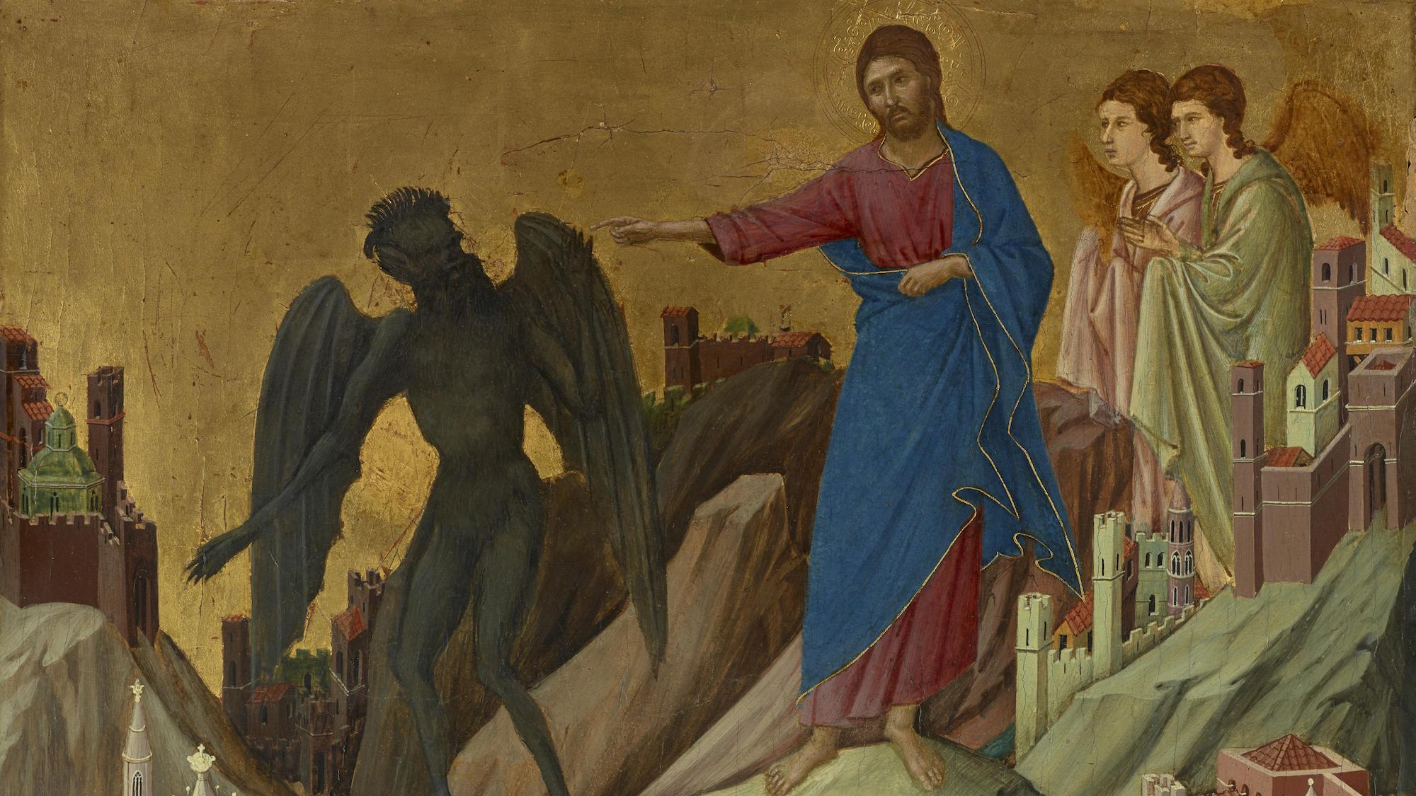 Duccio di Buoninsegna: Die Versuchung Jesu auf dem Berg (um 1310), Frick-Collection/New York City.