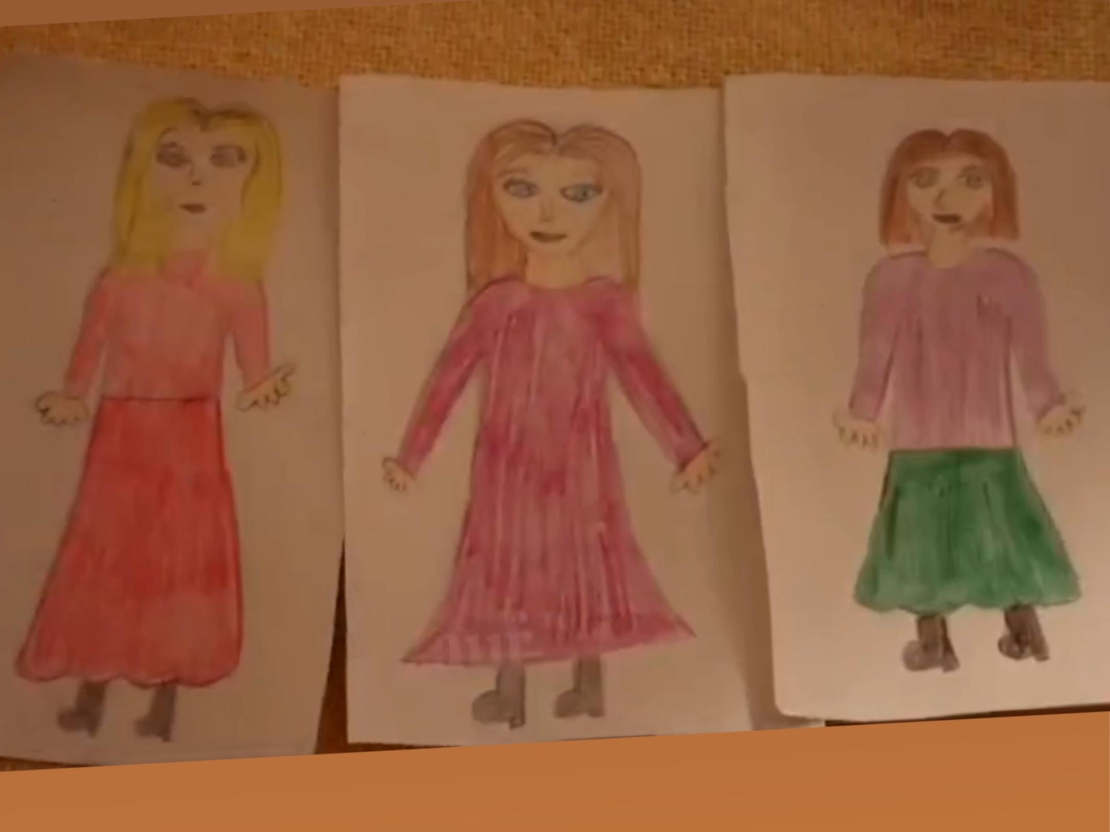 gemalt: drei Frauen