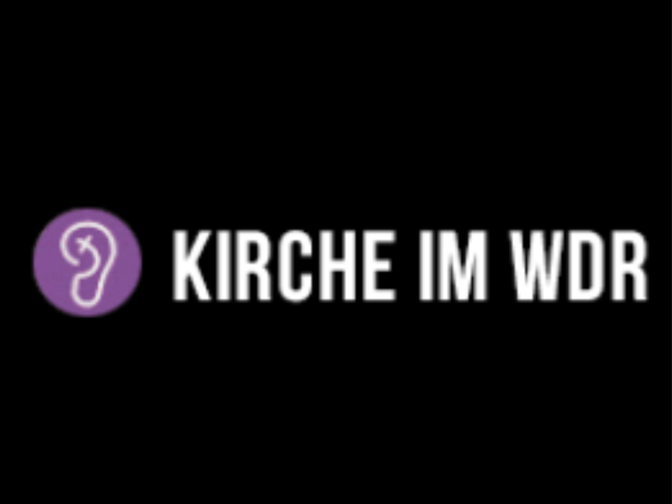 schwarzes Quadrat mit einem kleinen Ohr und den Worten 'Kirche im WDR'