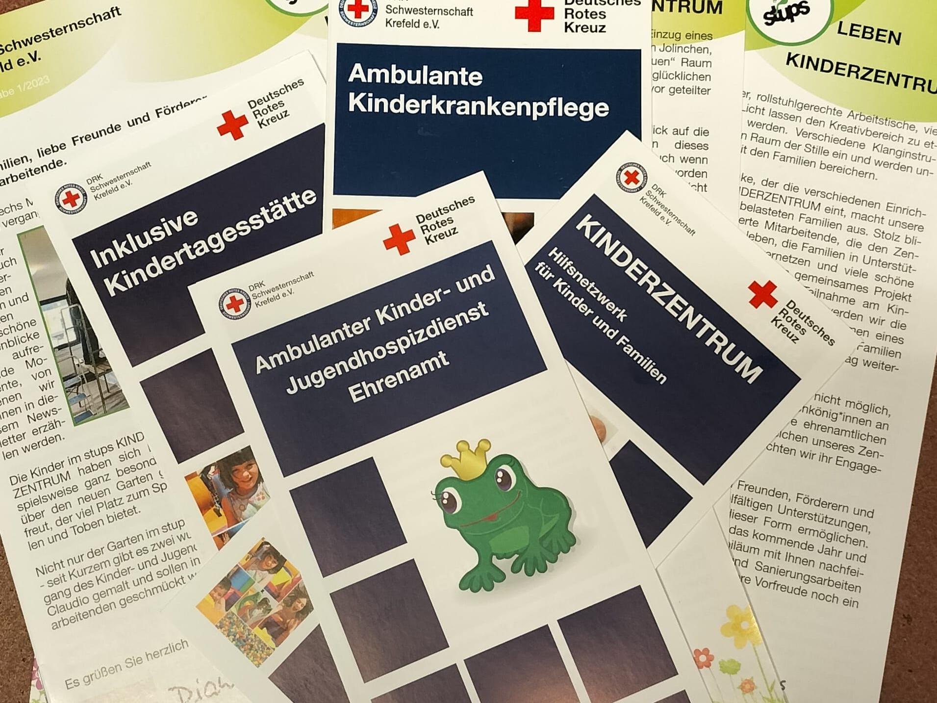Infomaterial von Stups, dem Kinderhospiz in Krefeld