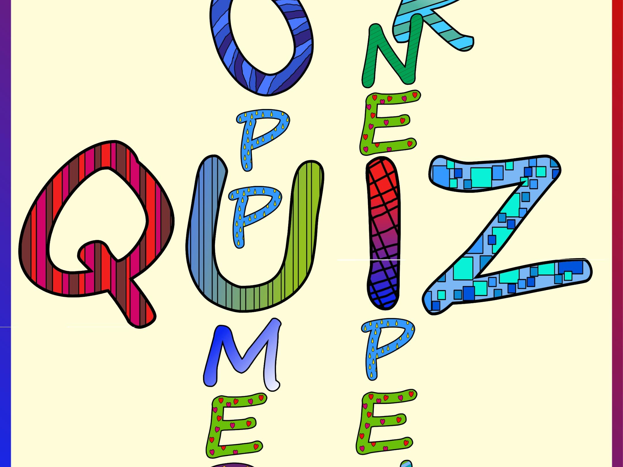 farbige Buchstaben stehen kreuzworträtselartig zusammen: Oppumer Kneipenquiz