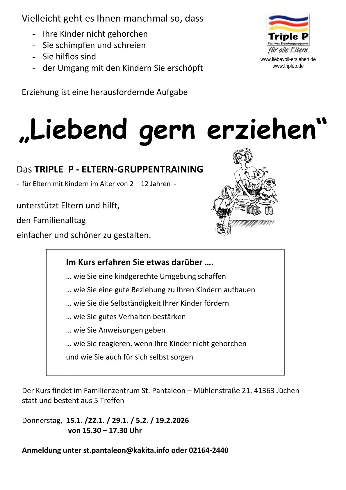 Triple P Aushang St. Pantaleon