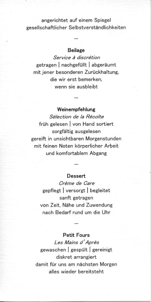 Menuekarte Rückseite Zu Tisch, Alle!