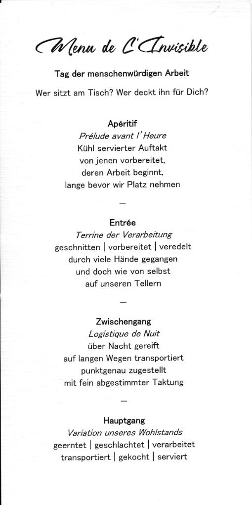 Menuekarte Vorderseite Zu Tisch, Alle!